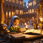 Seorang anak sedang mempelajari Al_Qur'an